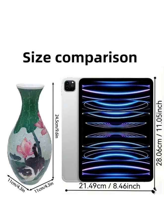 3D لغز إناء لوتس نموذج قط SH1689 ديكور زهري بلاستيك هدية عيد ميلاد - Image 3